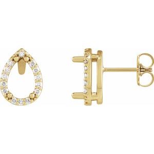 14K Yellow Gold 8x5 mm Pear 1/5 CTW Natural Diamond Semi-Set Halo-Style Earrings