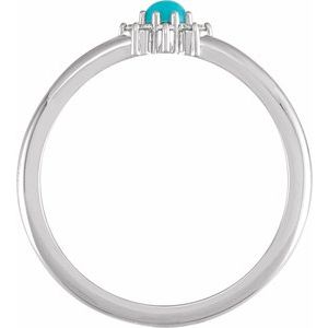Sterling Silver Natural Turquoise & .07 CTW Natural Diamond Halo-Style Ring