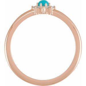 14K Rose Gold Natural Turquoise & .07 CTW Natural Diamond Halo-Style Ring