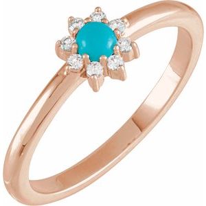 14K Rose Gold Natural Turquoise & .07 CTW Natural Diamond Halo-Style Ring