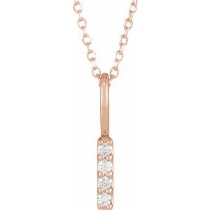 14K Rose Gold .07 CTW Natural Diamond Vertical Bar 16-18" Necklace