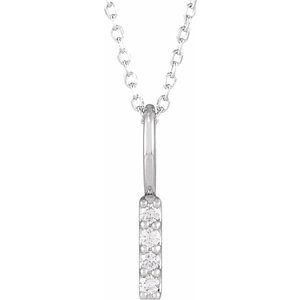 Platinum .07 CTW Natural Diamond Vertical Bar 16-18" Necklace