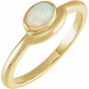 14K Yellow Gold Natural Ethiopian Opal Bezel-Set Cabochon Ring