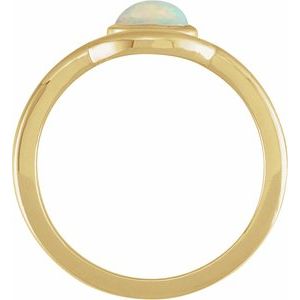 14K Yellow Gold Natural Ethiopian Opal Bezel-Set Cabochon Ring