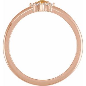 14K Rose Gold Natural Citrine & .07 CTW Natural Diamond Halo-Style Ring