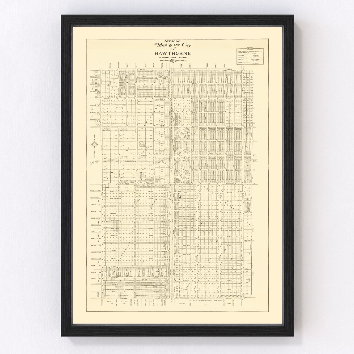 Vintage Map of Hawthorne, California 1932