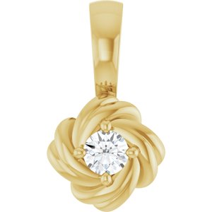 14K Yellow Gold 1/6 CT Natural Diamond Knot Pendant