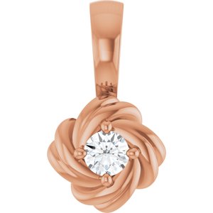14K Rose Gold 1/6 CT Natural Diamond Knot Pendant