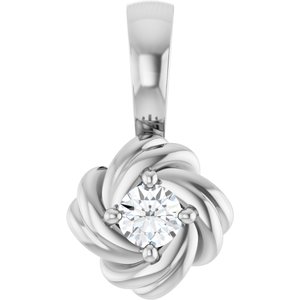 Platinum 1/6 CT Natural Diamond Knot Pendant