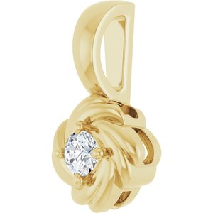 14K Yellow Gold 1/6 CT Natural Diamond Knot Pendant