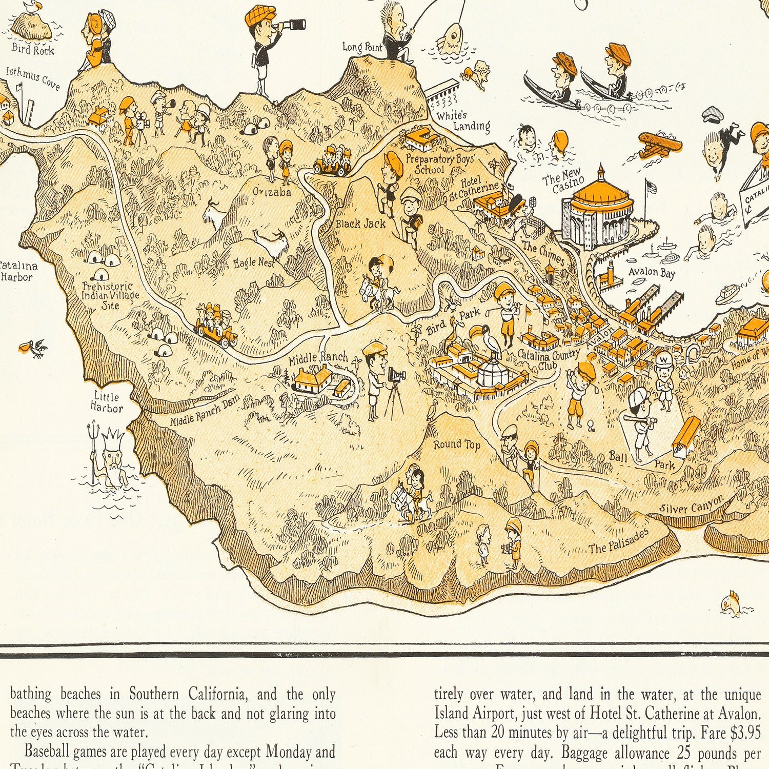 Vintage Map of Catalina Island, 1933