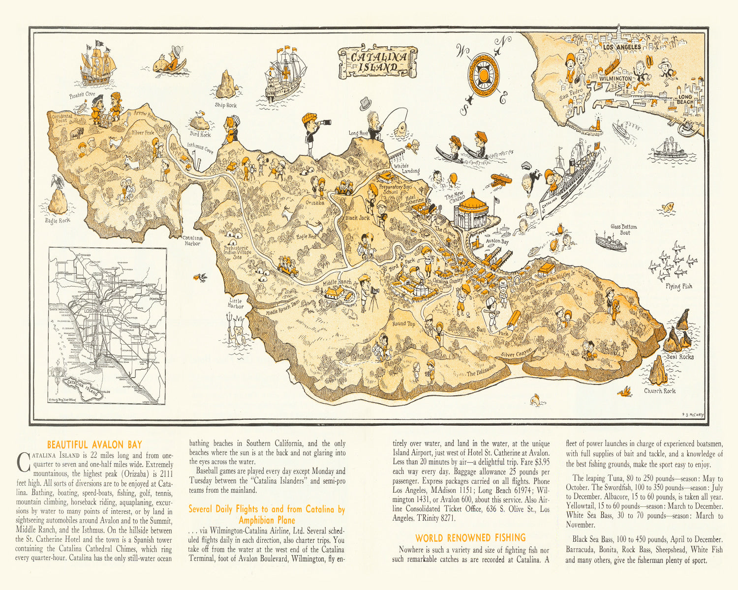 Vintage Map of Catalina Island, 1933