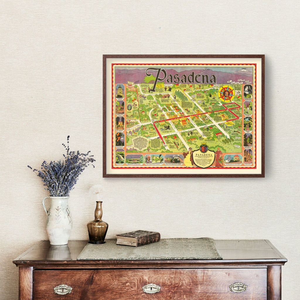 Vintage Map of Pasadena, California 1933