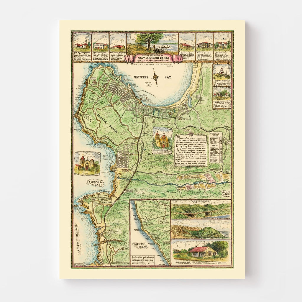 Vintage Map of Monterey, California 1933