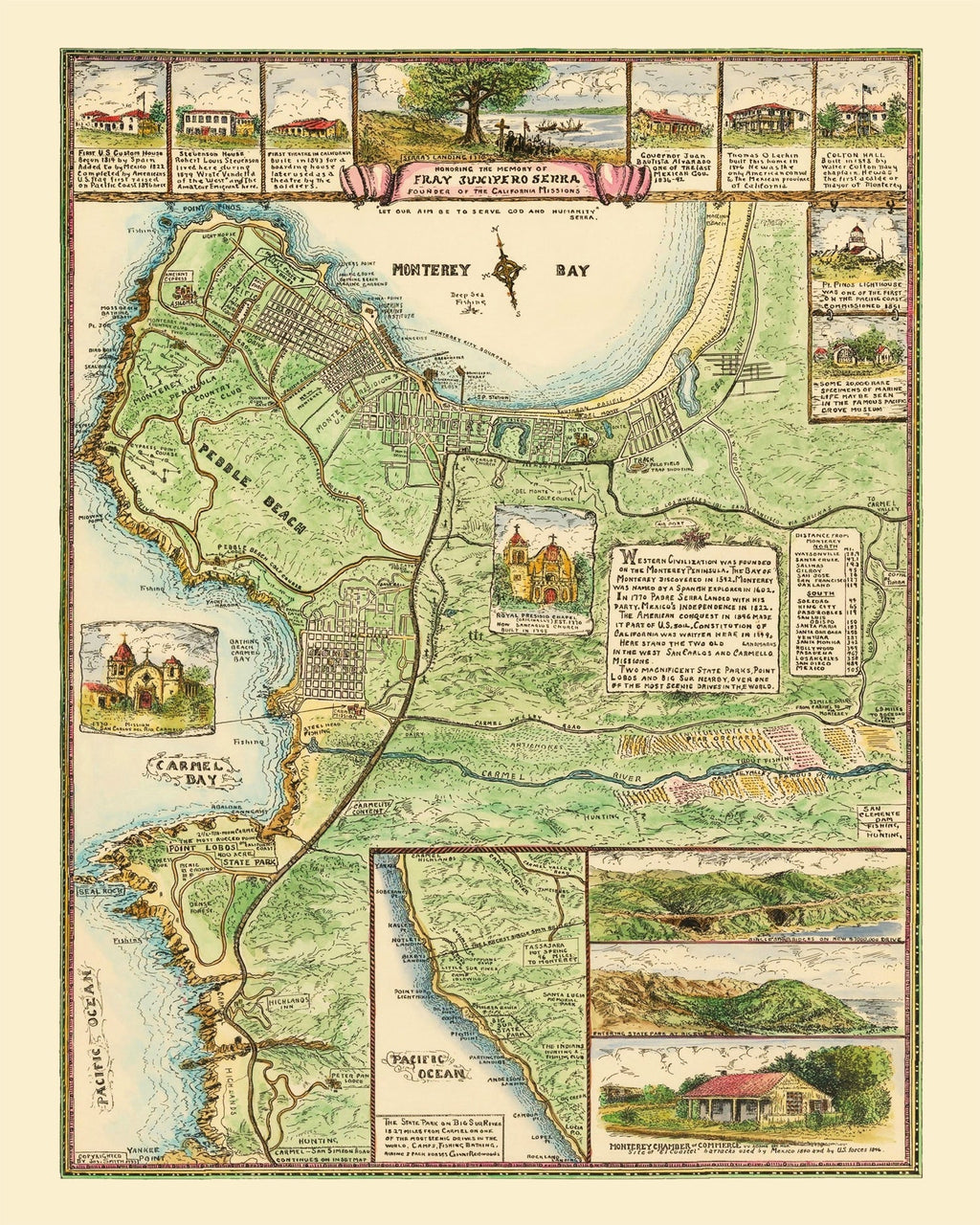 Vintage Map of Monterey, California 1933