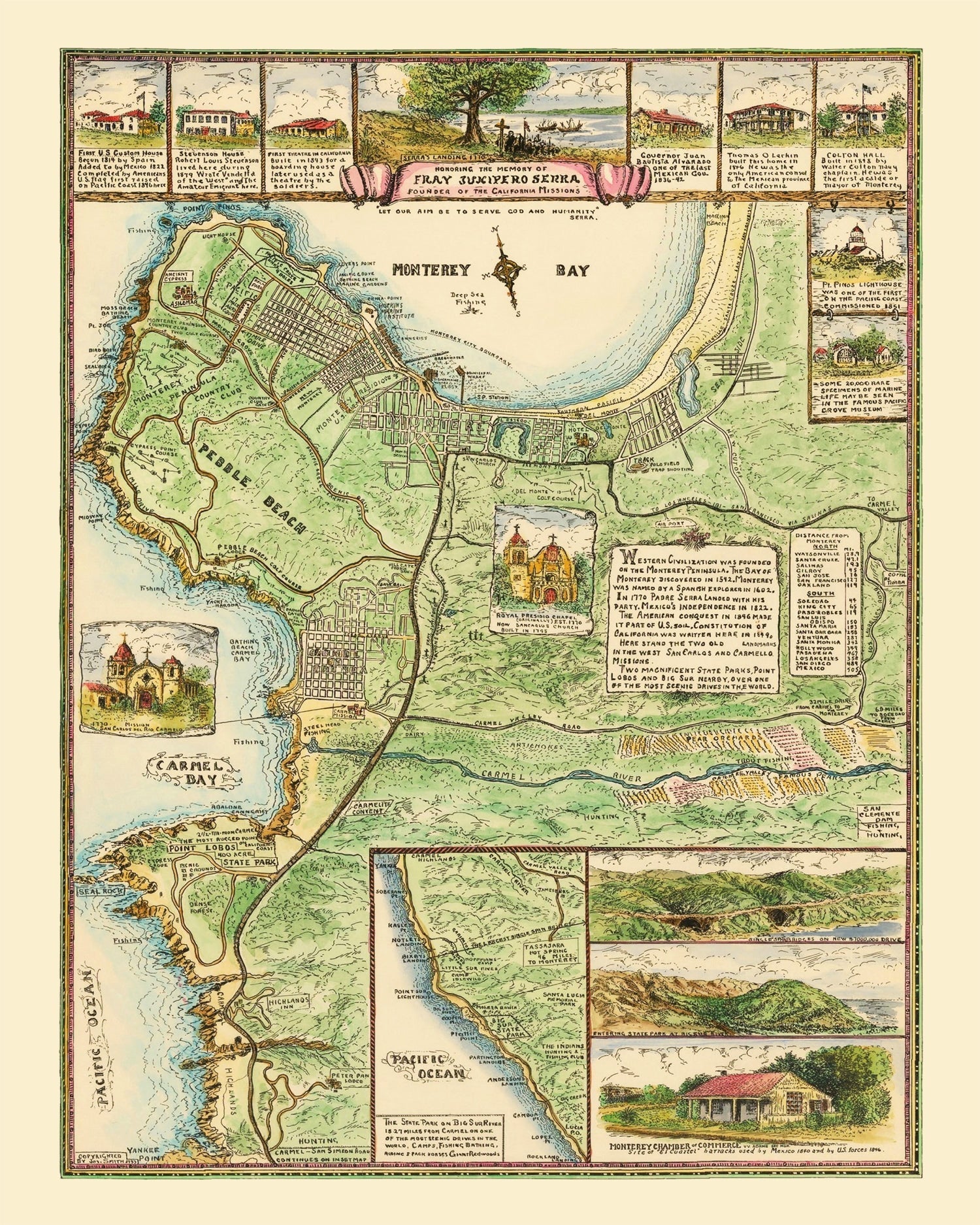 Vintage Map of Monterey, California 1933