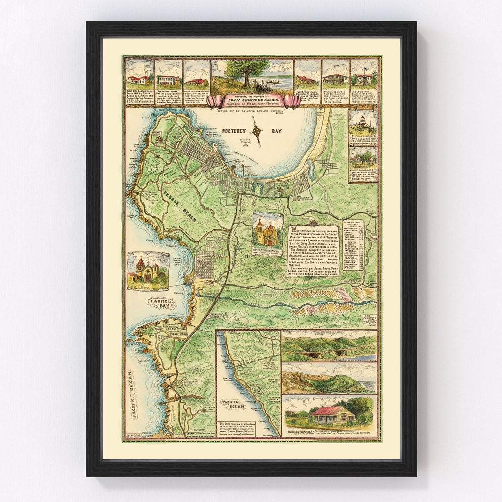 Vintage Map of Monterey, California 1933