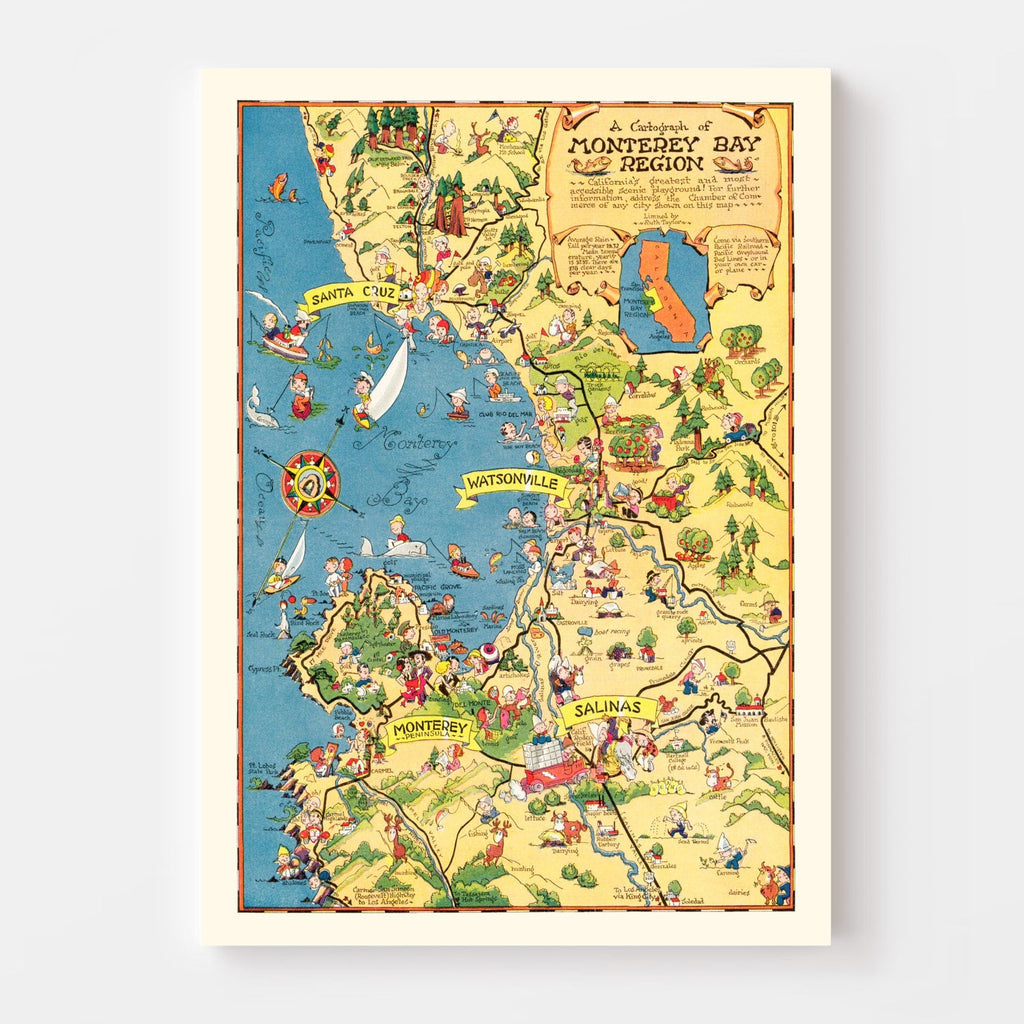 Vintage Map of Monterey Bay, 1933
