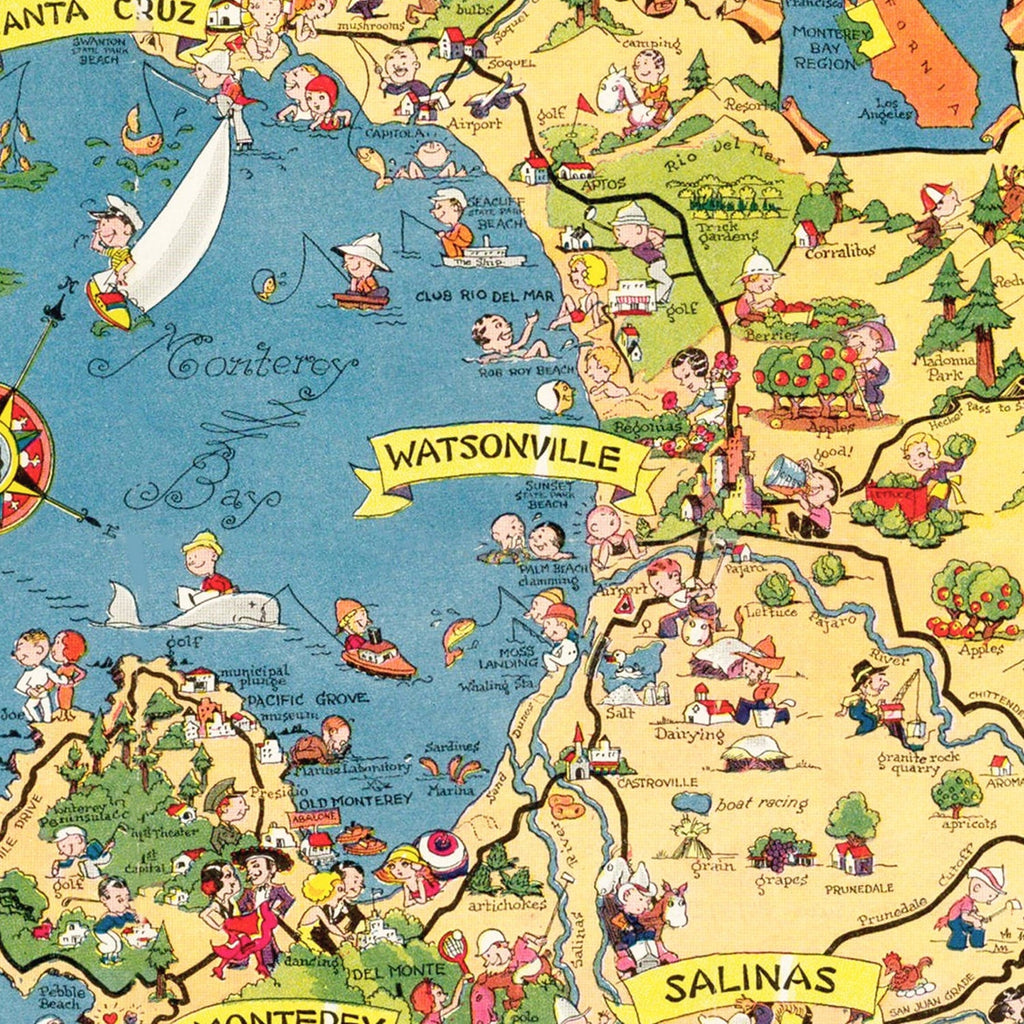 Vintage Map of Monterey Bay, 1933
