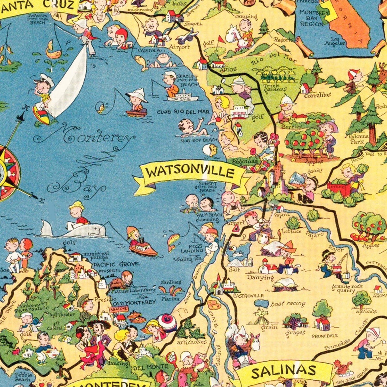 Vintage Map of Monterey Bay, 1933