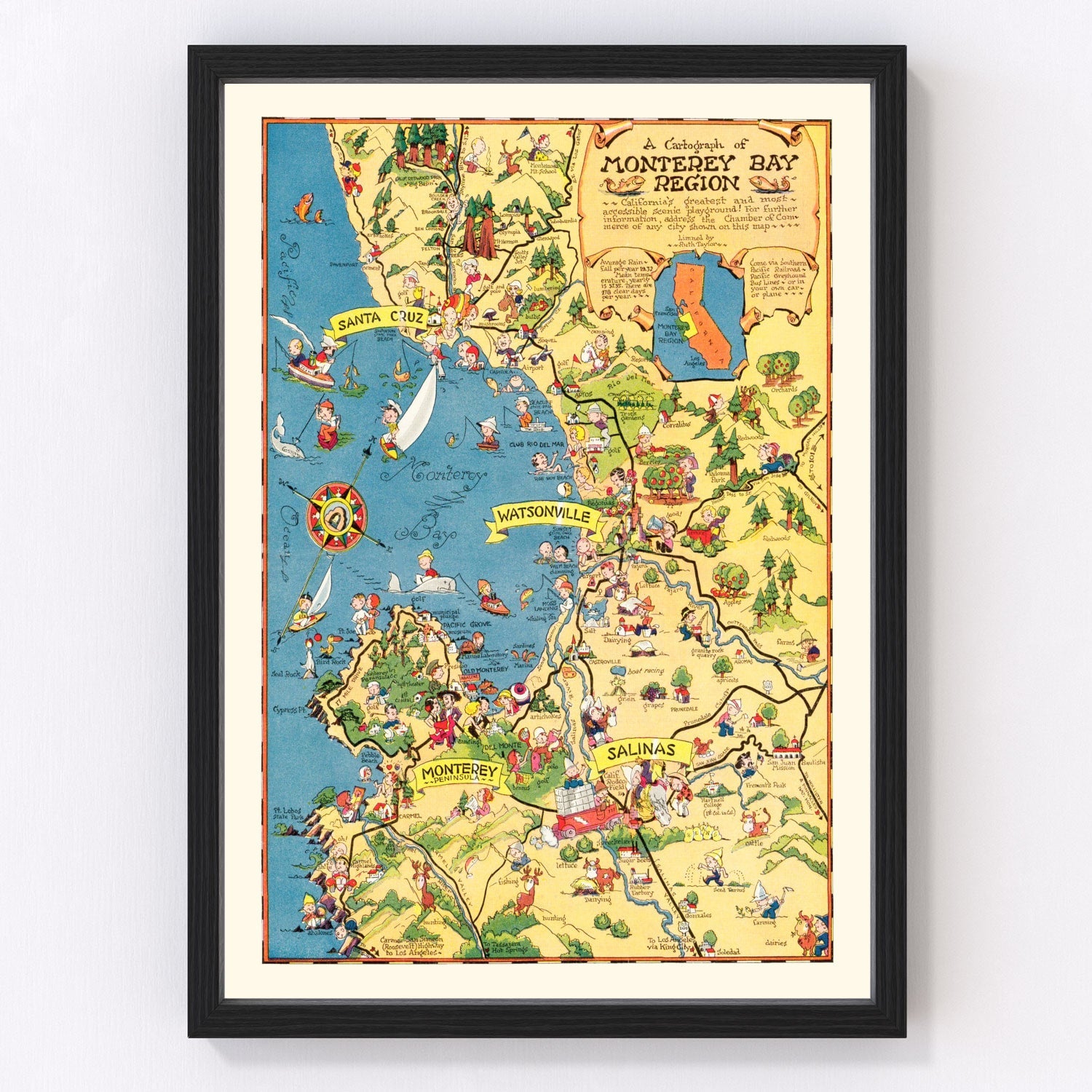 Vintage Map of Monterey Bay, 1933