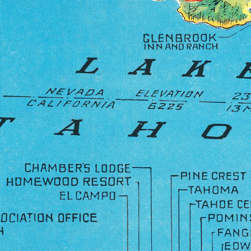Vintage Map of Lake Tahoe, 1935