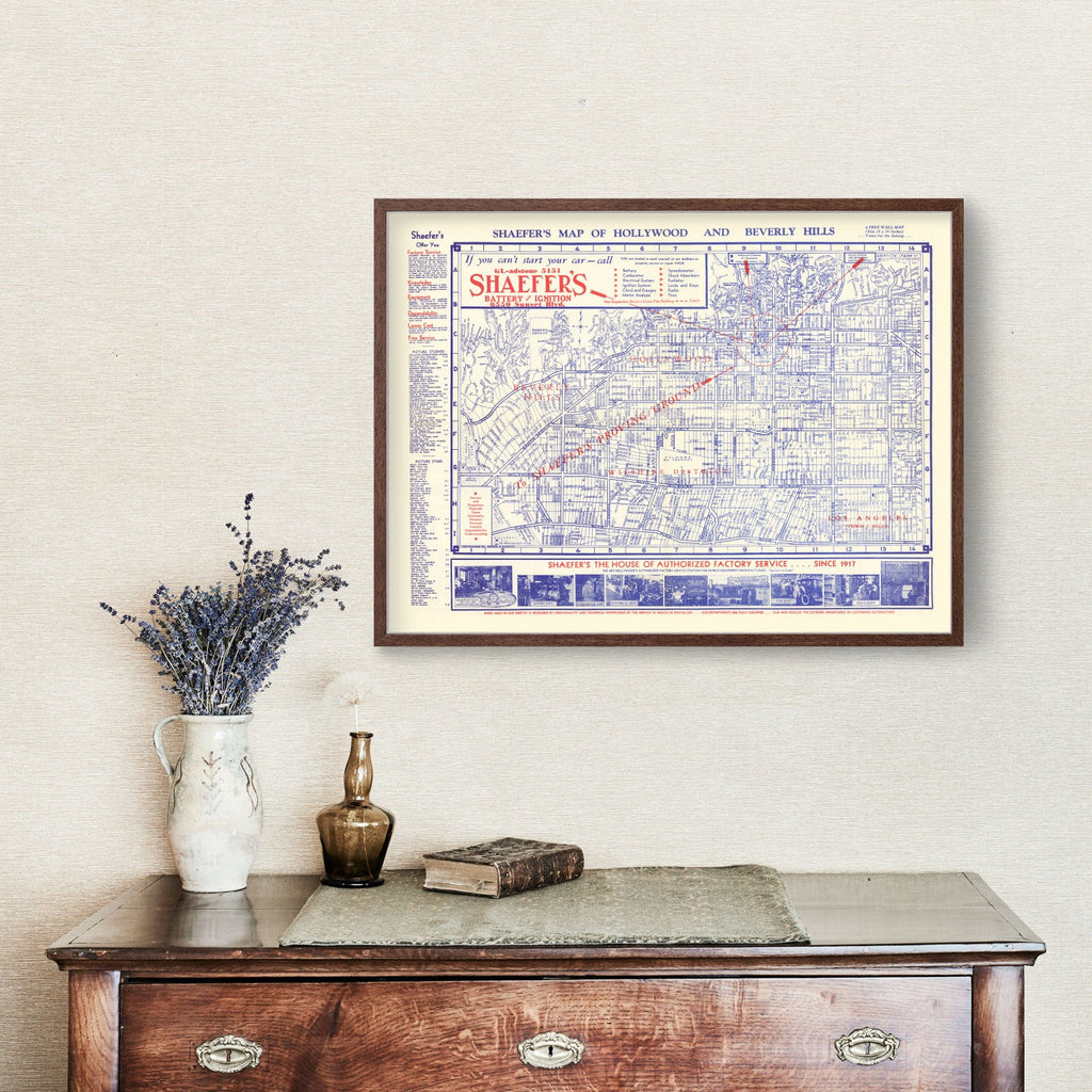 Vintage Map of Hollywood, California 1935