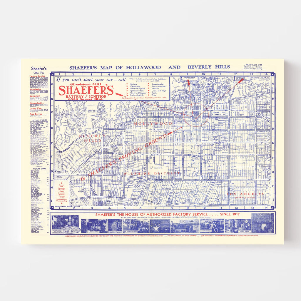Vintage Map of Hollywood, California 1935