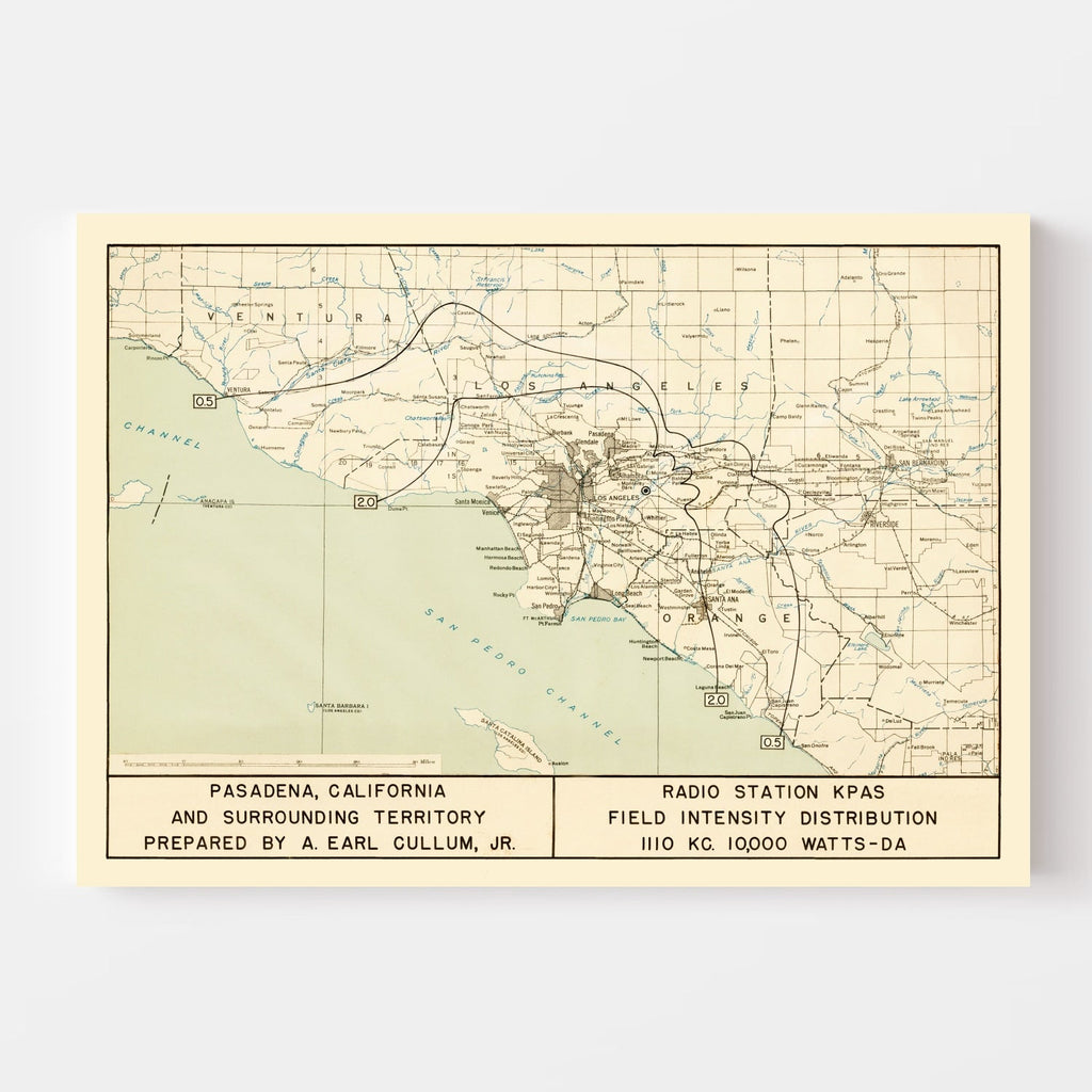 Vintage Map of Pasadena, California 1935