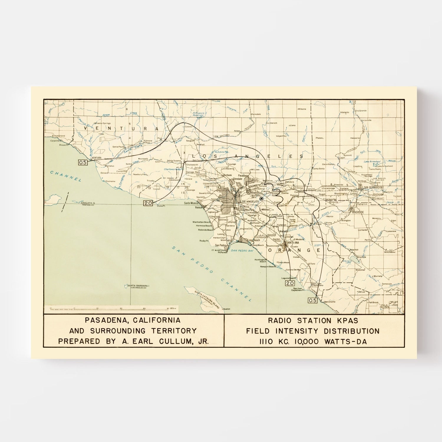 Vintage Map of Pasadena, California 1935