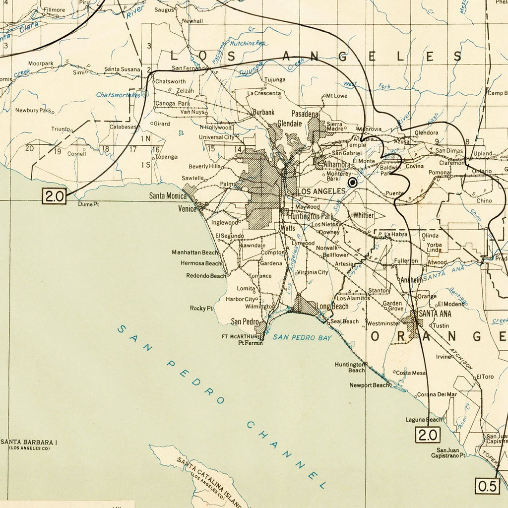 Vintage Map of Pasadena, California 1935