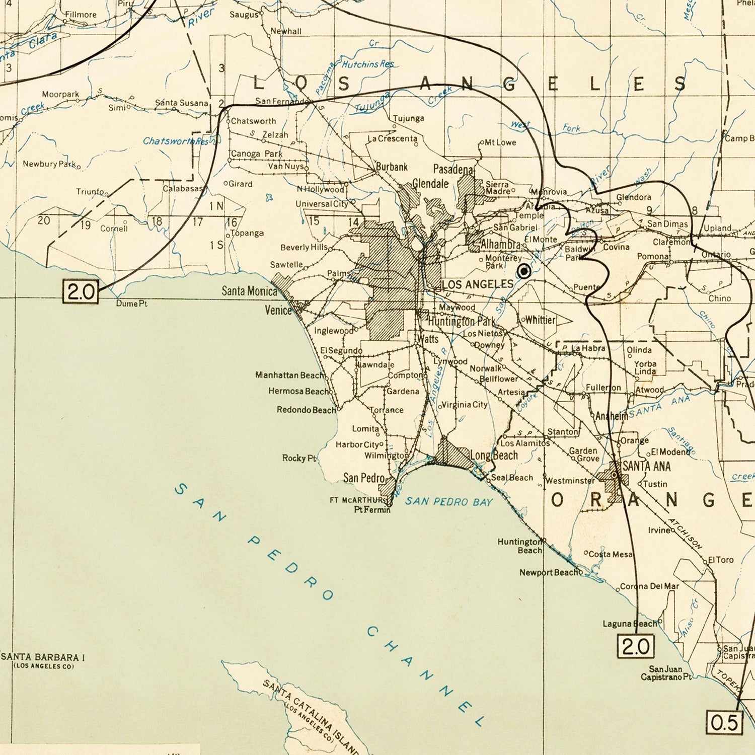 Vintage Map of Pasadena, California 1935