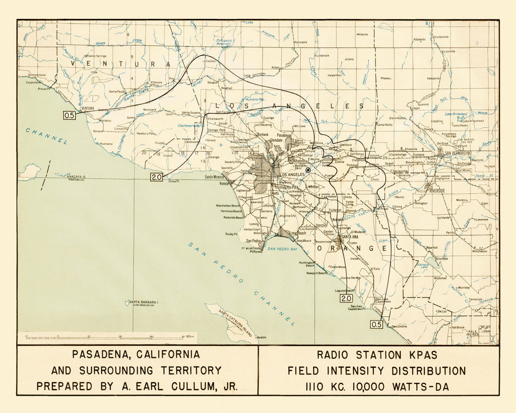 Vintage Map of Pasadena, California 1935