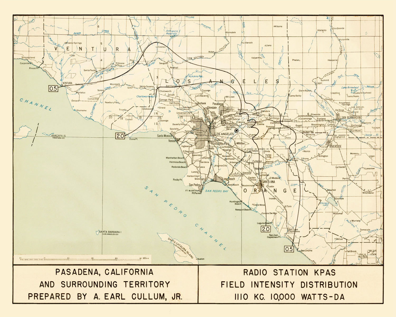 Vintage Map of Pasadena, California 1935