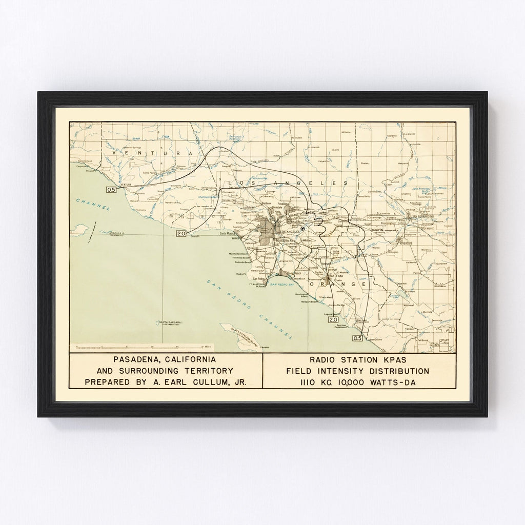 Vintage Map of Pasadena, California 1935
