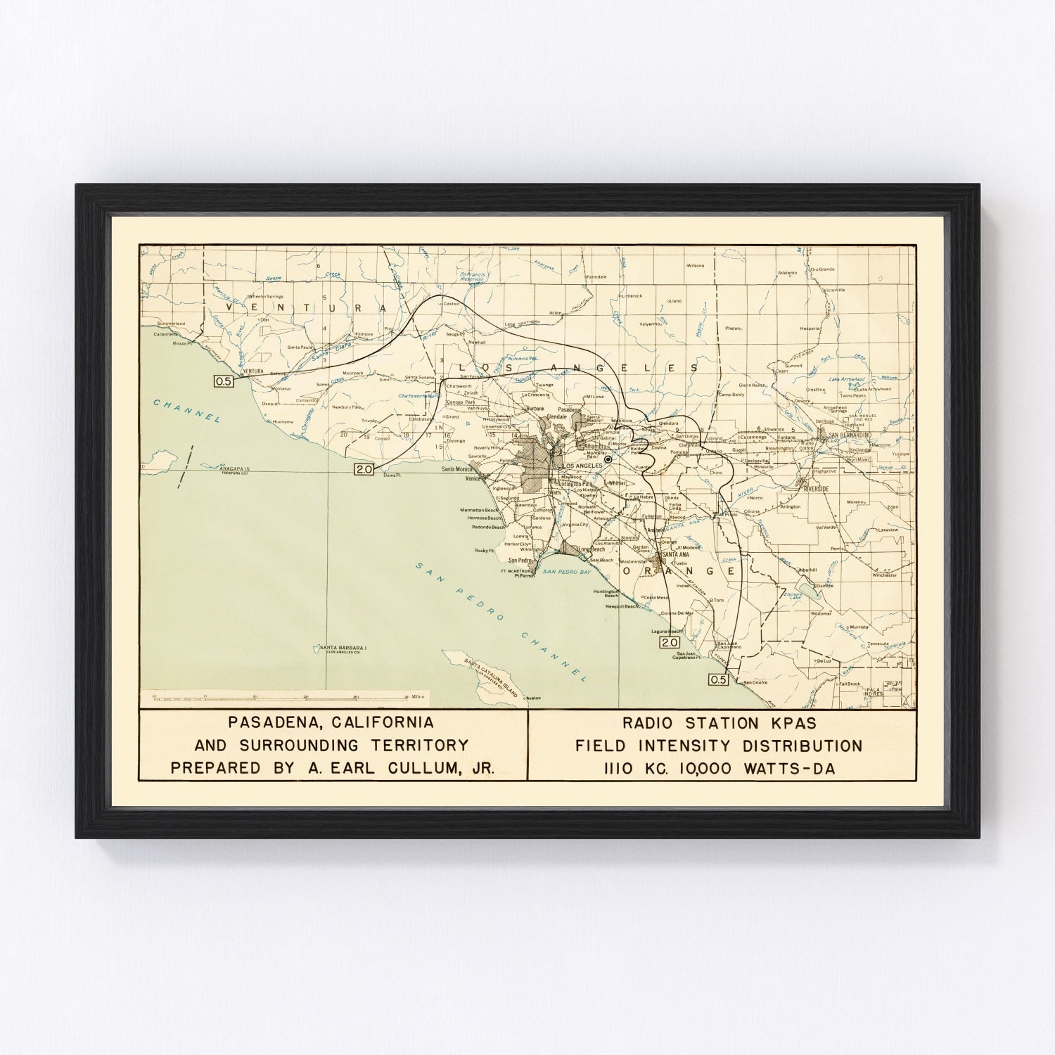 Vintage Map of Pasadena, California 1935