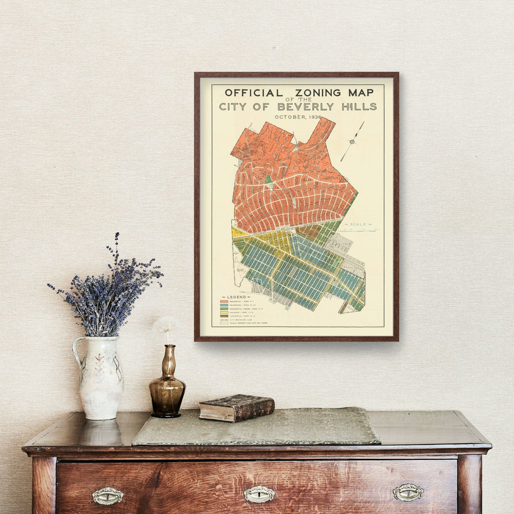 Vintage Map of Beverly Hills, California 1936