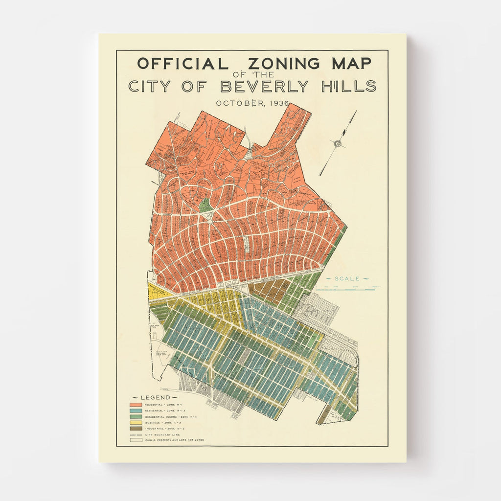Vintage Map of Beverly Hills, California 1936