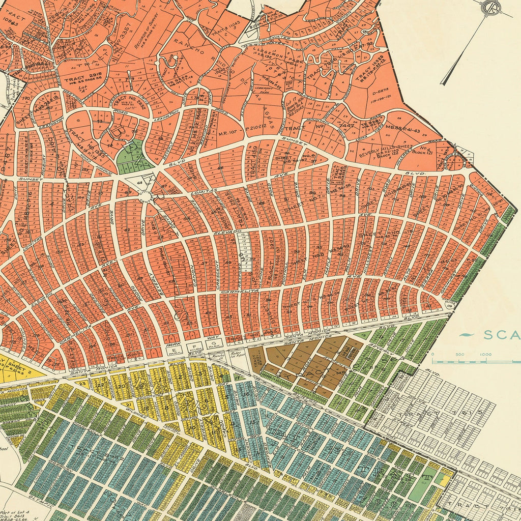 Vintage Map of Beverly Hills, California 1936