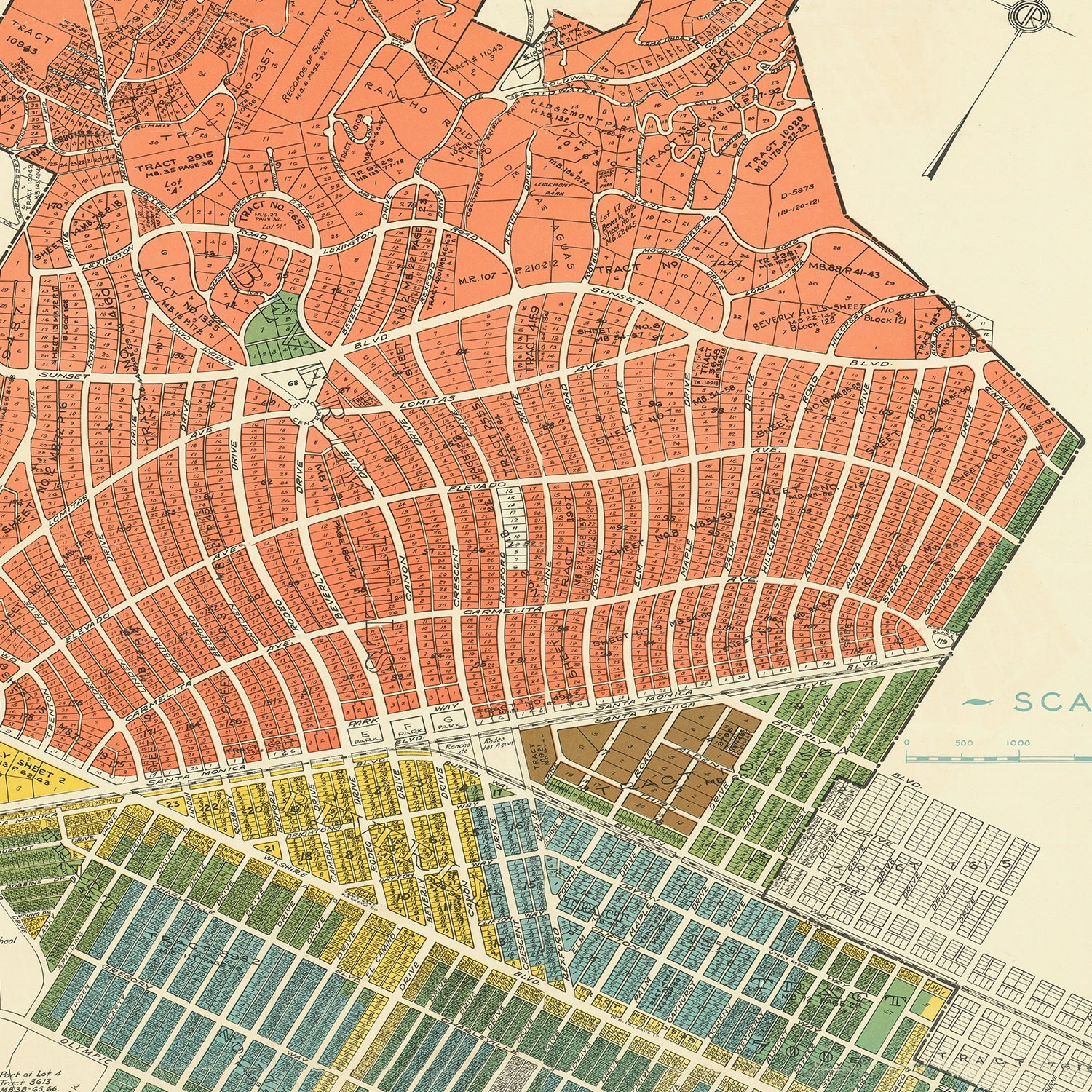 Vintage Map of Beverly Hills, California 1936