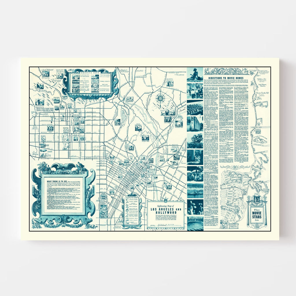 Vintage Map of Hollywood, California 1937
