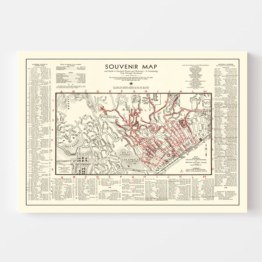 Vintage Map of Beverly Hills, California 1938