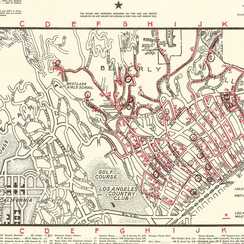 Vintage Map of Beverly Hills, California 1938