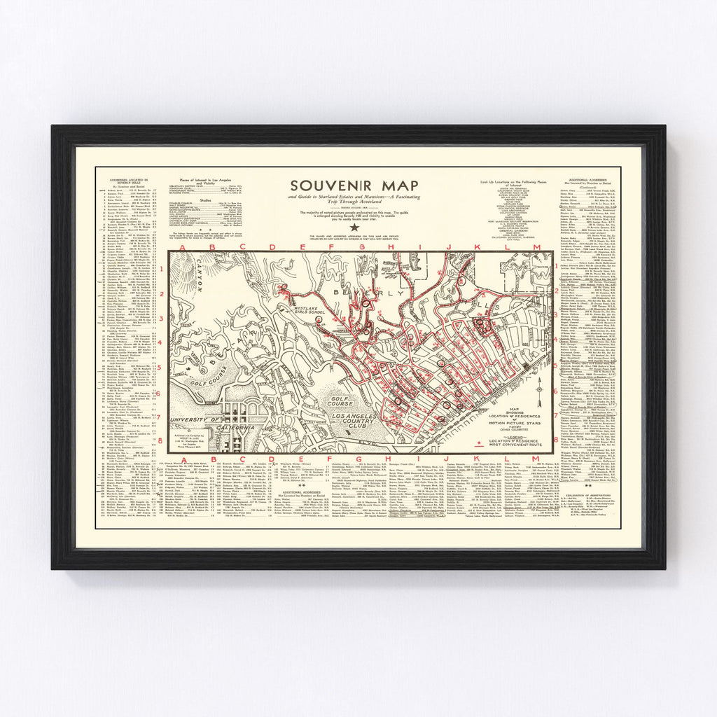 Vintage Map of Beverly Hills, California 1938