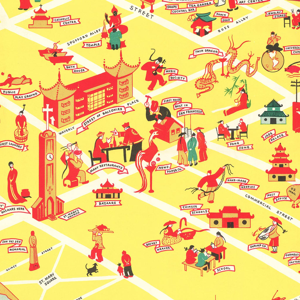 Vintage Map of Chinatown San Francisco, California 1939