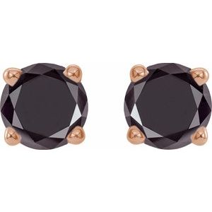 14K Rose 1/2 CTW Natural Black Diamond Earrings