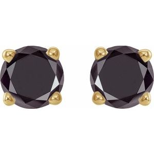 14K Yellow Gold 1/2 CTW Natural Black Diamond Earrings – image 2
