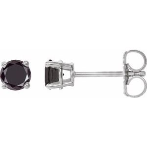 14K White Gold 1/2 CTW Natural Black Diamond Earrings