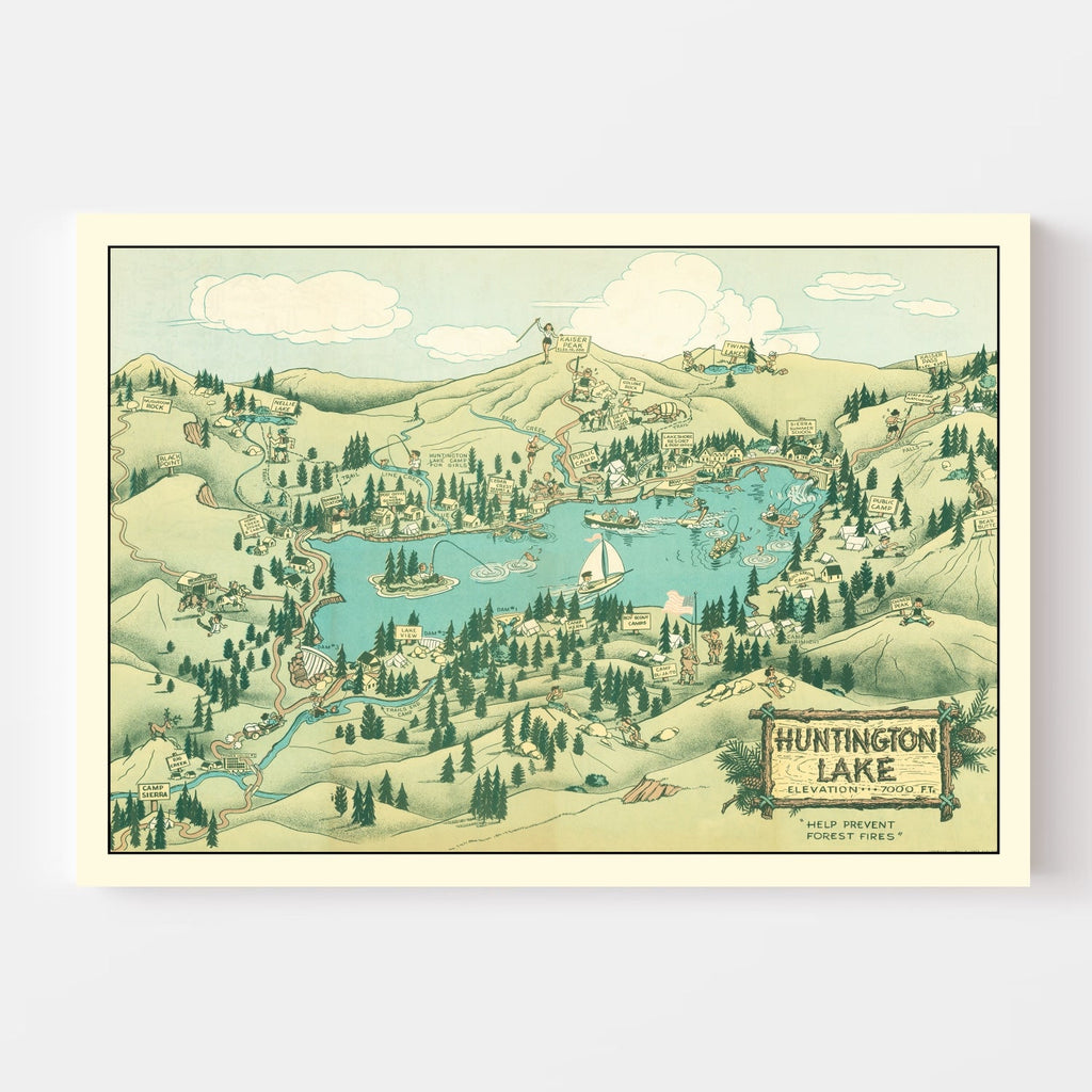 Vintage Map of Huntington Lake, 1940