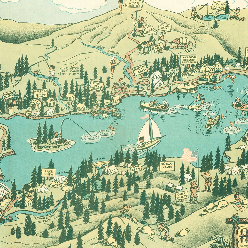 Vintage Map of Huntington Lake, 1940